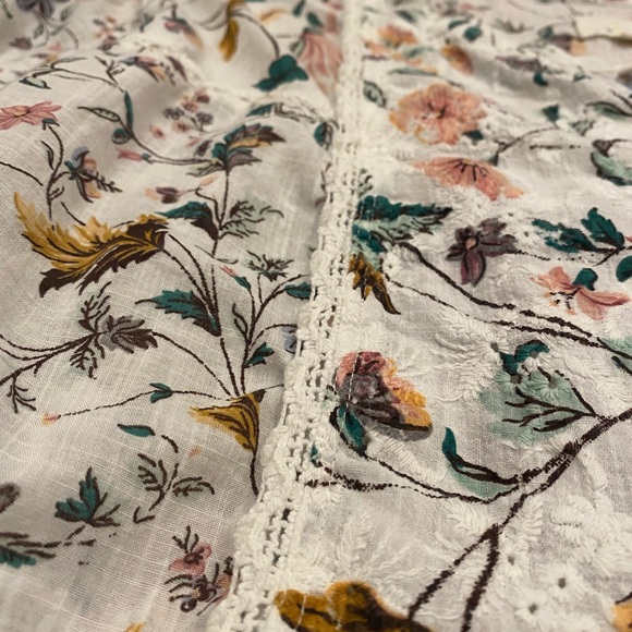 Anthropologie Ginevra Lace Babydoll Blouse Petite Large Lacey Top Floral Peplum - Picture 4 of 10